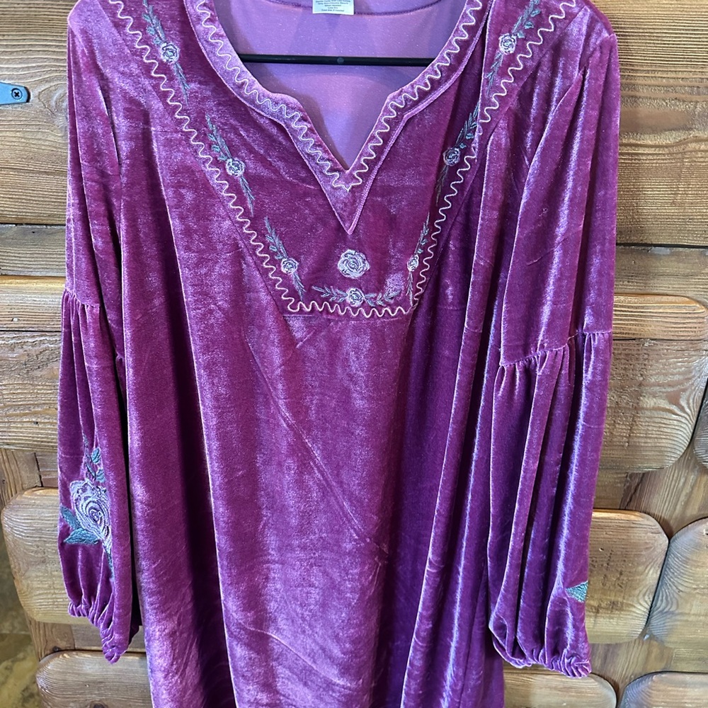 Crushed velvet tunic. Tisha color.  In great condition no stains .